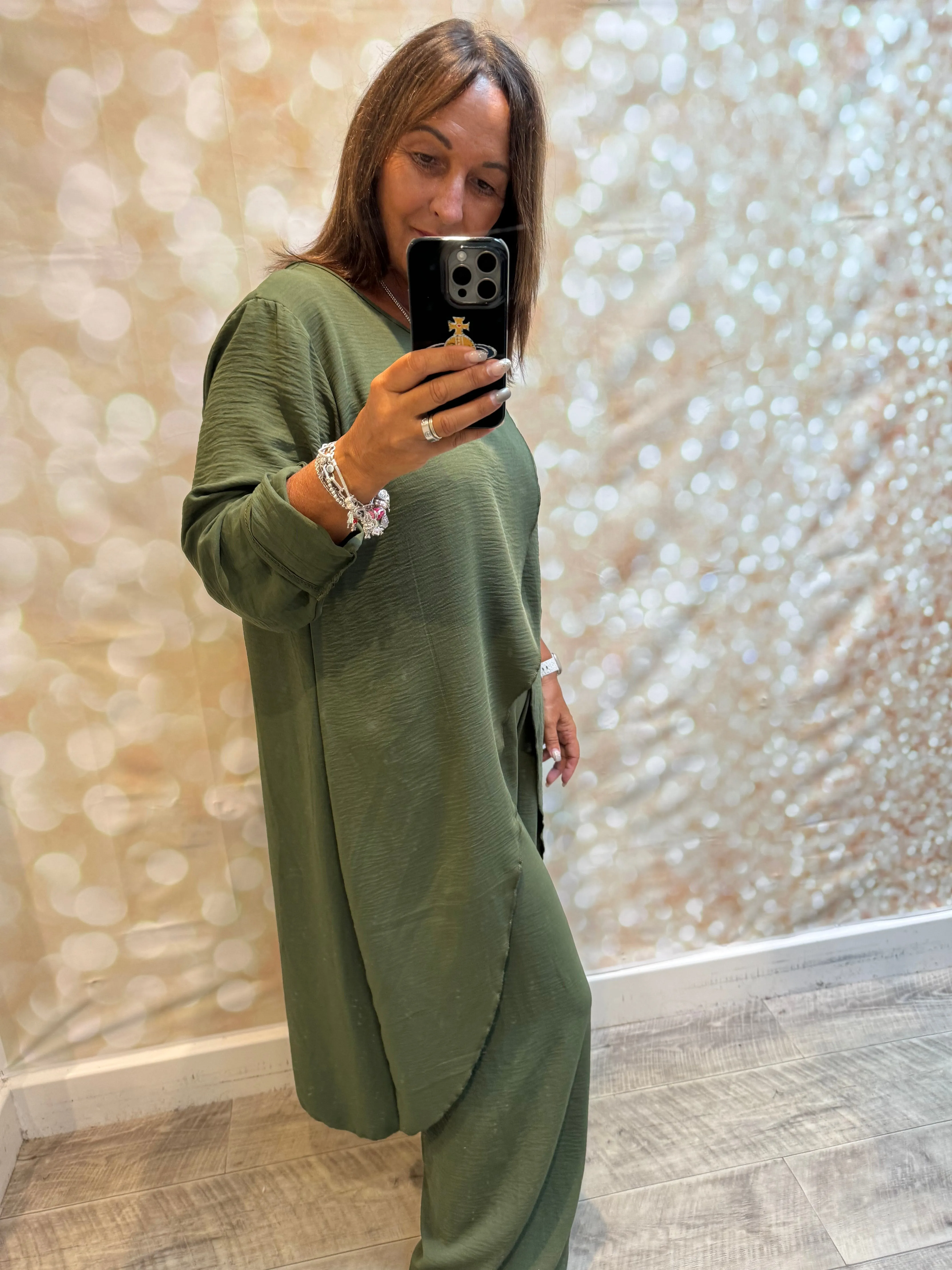 2 Piece Crinkle Palazzo Trouser / Tunic set