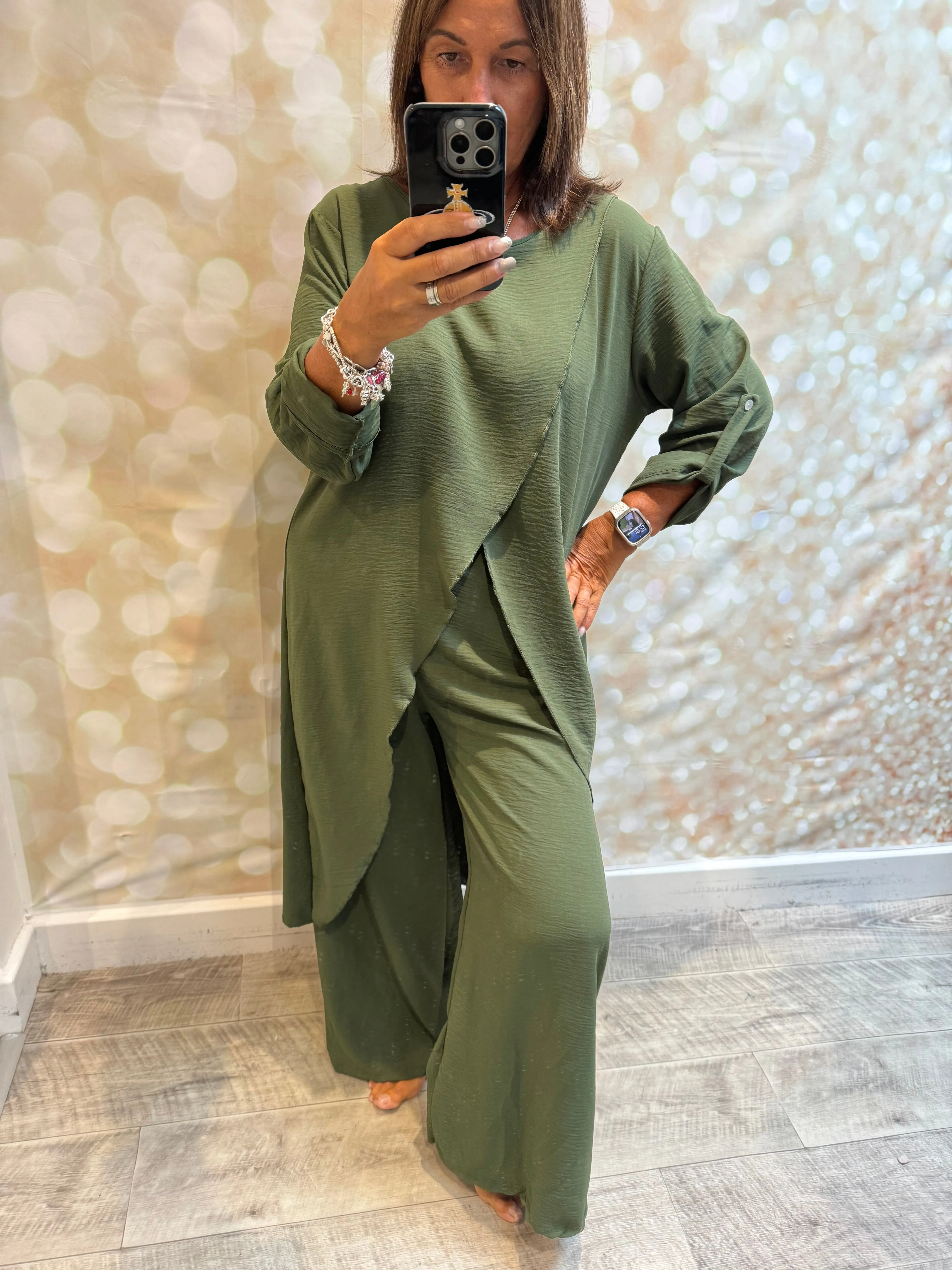 2 Piece Crinkle Palazzo Trouser / Tunic set