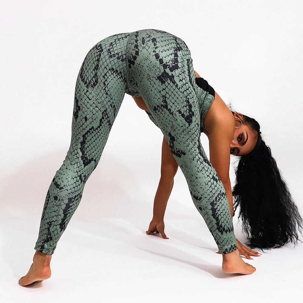 2 Piece Sexy Snake Print Yoga Set Women Workout Gym Bras Sport Fitness Leggings Ropa Deportivas Mujer Running Ladies Suit