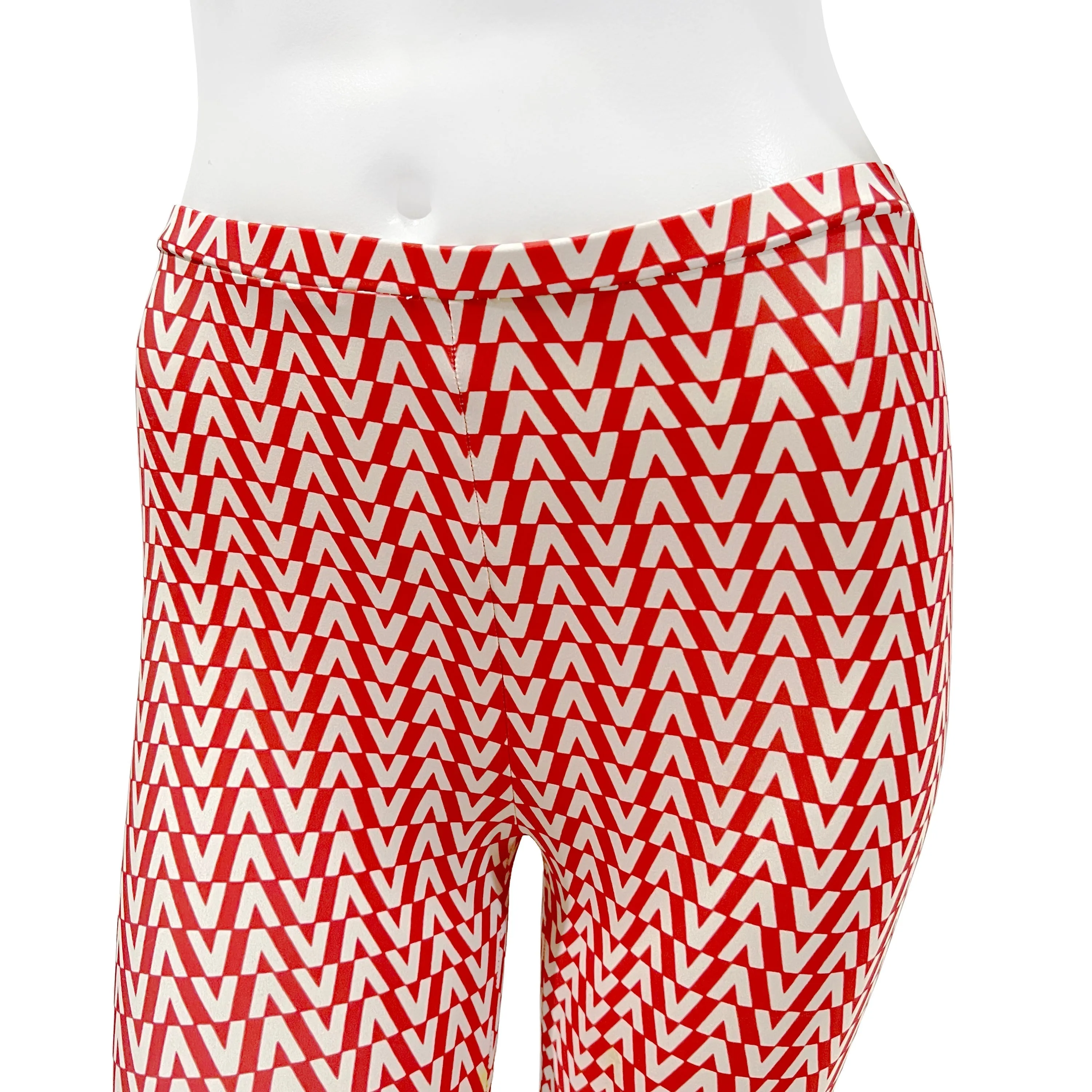 2021 Red and White Logo Print Leggings