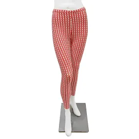 2021 Red and White Logo Print Leggings