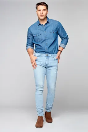 5 Pocket Slim Fit Jeans - Blue Bleach