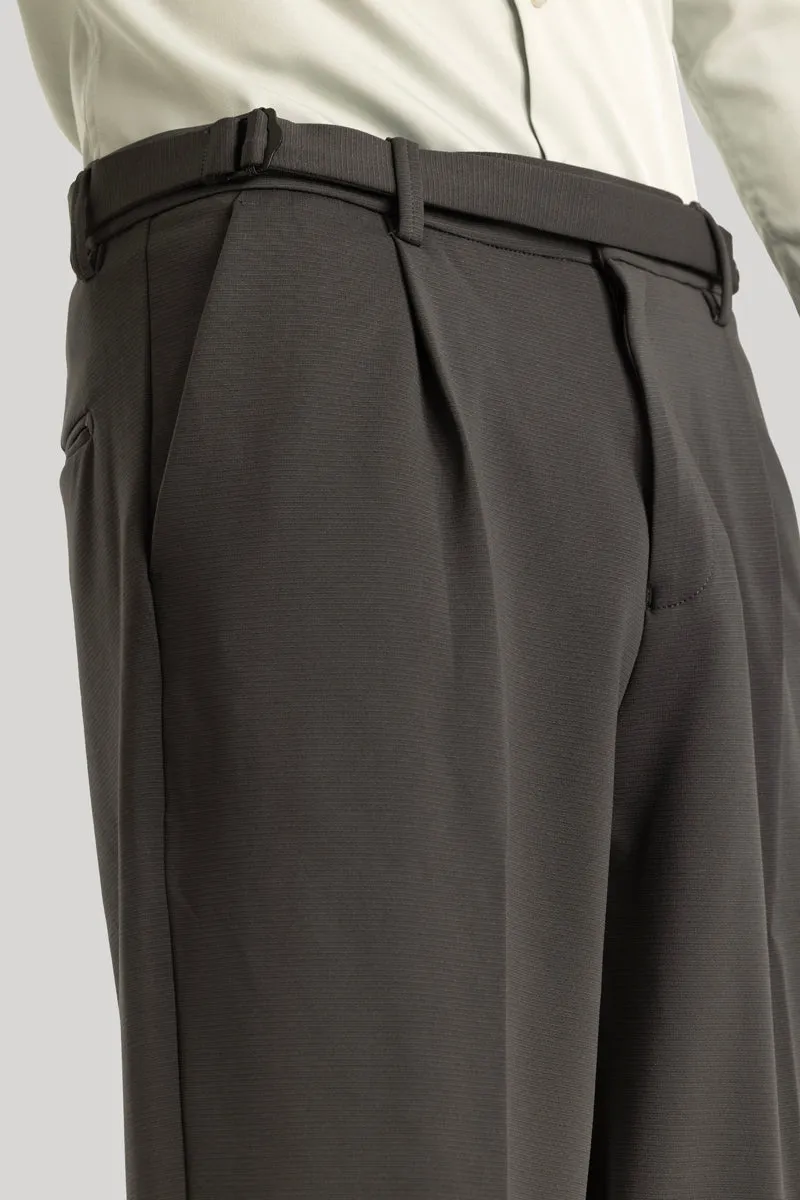 Alessio Charcoal Grey Plain Relaxed Fit Korean Trousers