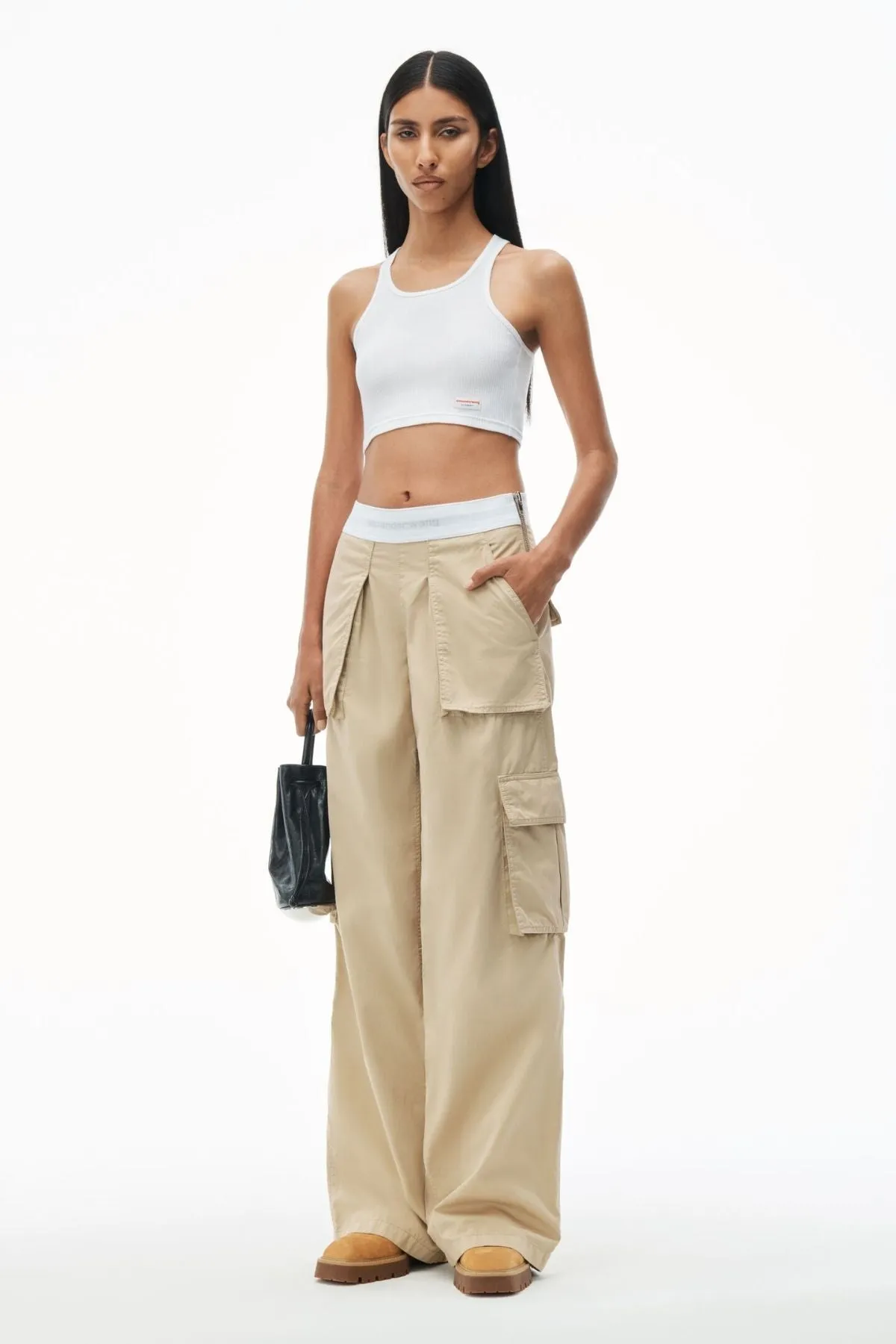 Alexander Wang Mid Rise Cargo Rave Pant - Feather