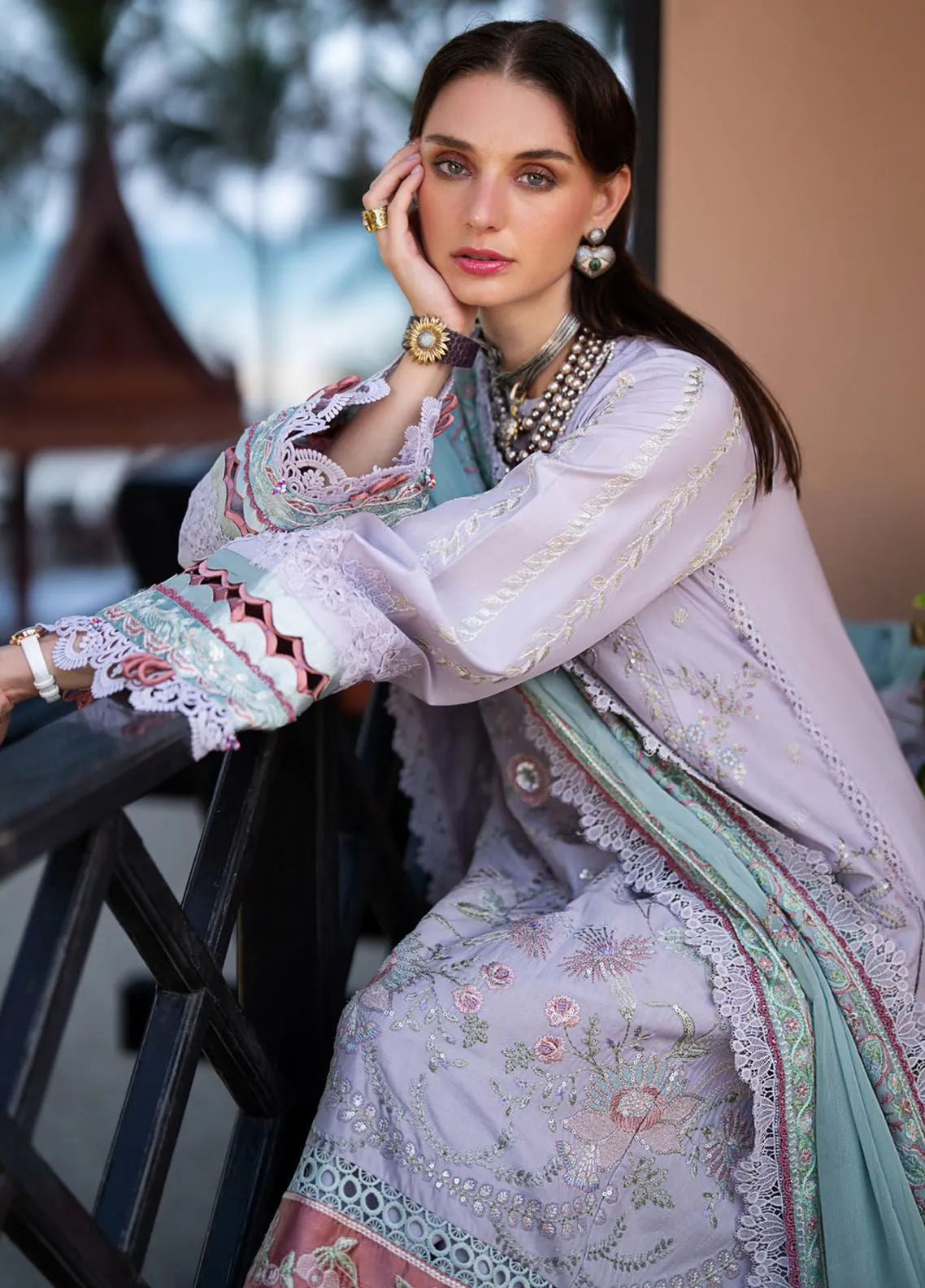 Alif By AJR Couture Signature Luxury Embroidered Lawn 3 Piece Unstitched Suit AJRC24ASLL-11 CASTLE