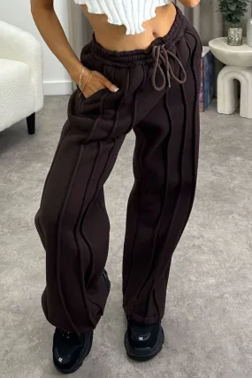 Alondra Brown Seam Front Wide Leg Joggers