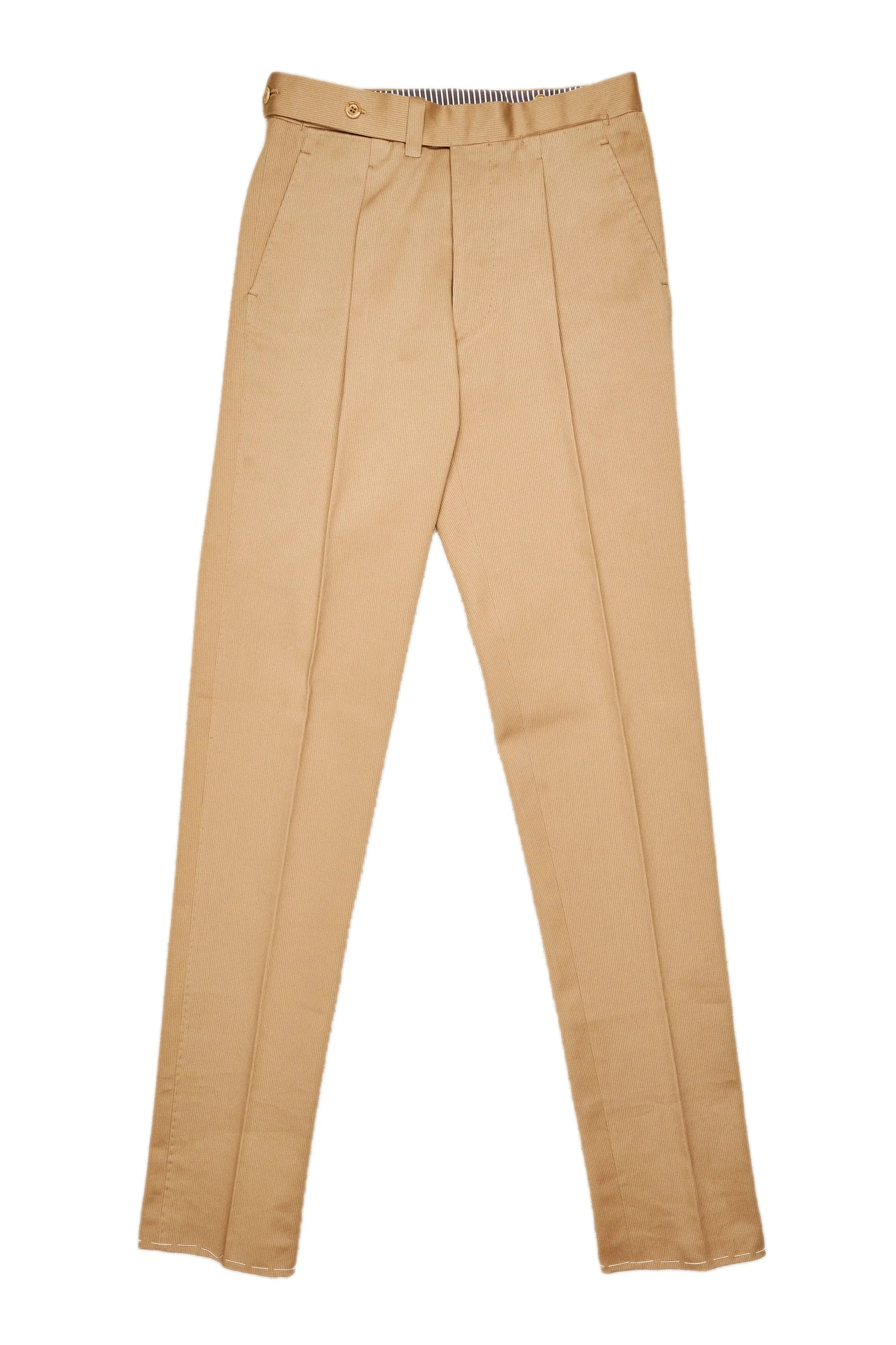 Ambrosi Beige Cotton Single Pleat Trousers