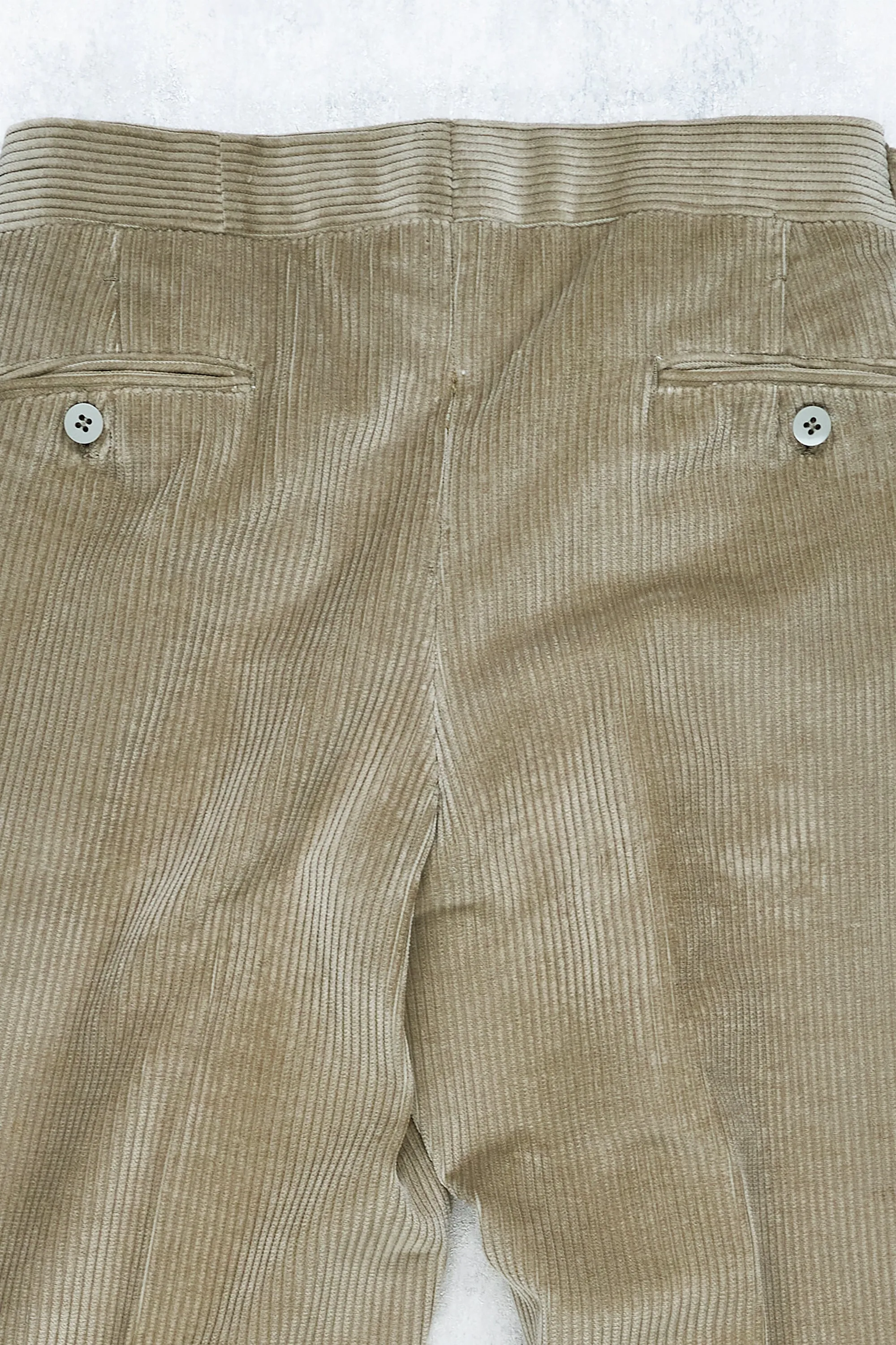 Ambrosi Napoli Grey-Olive Double-pleat Corduroy Trousers