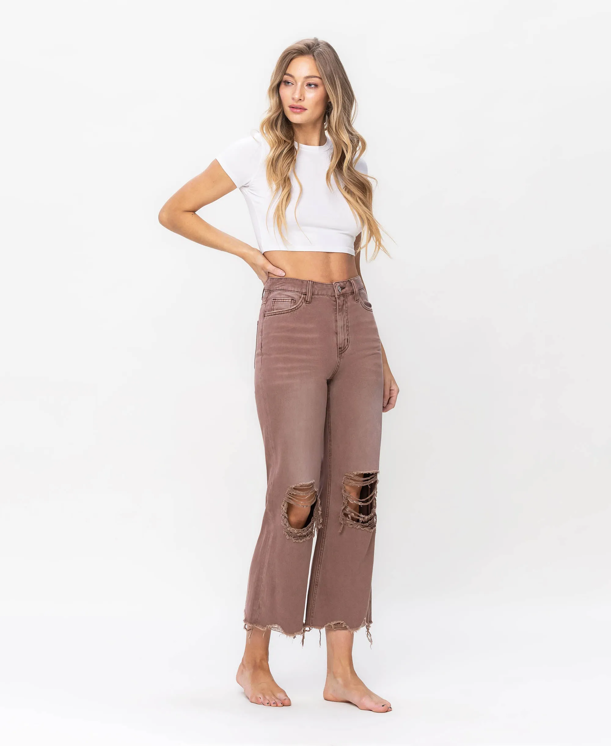 Aztec - Super High Rise 90s Vintage Crop Flare Jeans