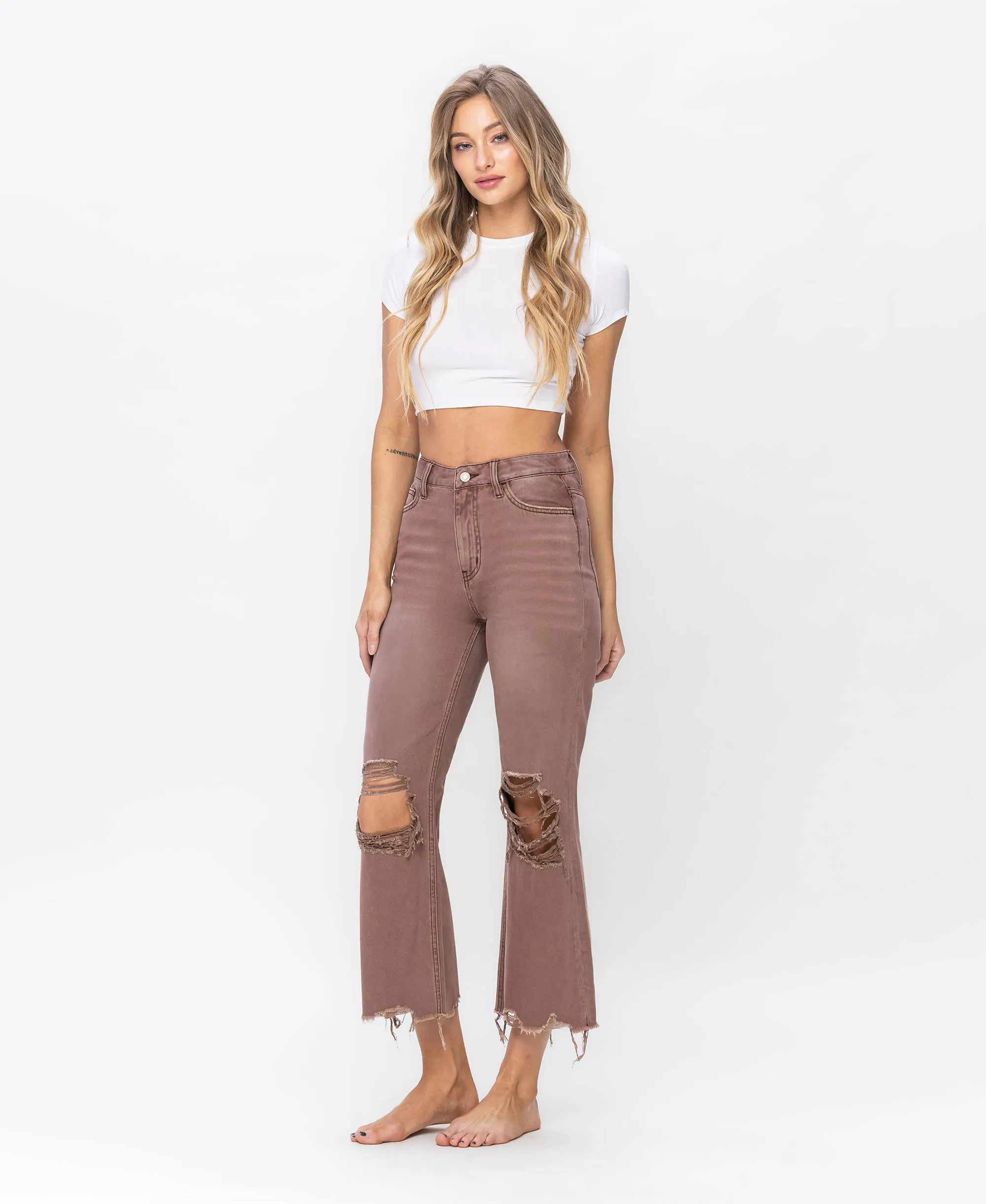 Aztec - Super High Rise 90s Vintage Crop Flare Jeans