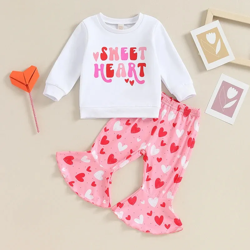 Baby Girl Sweetheart Long Top Flare Pants Set