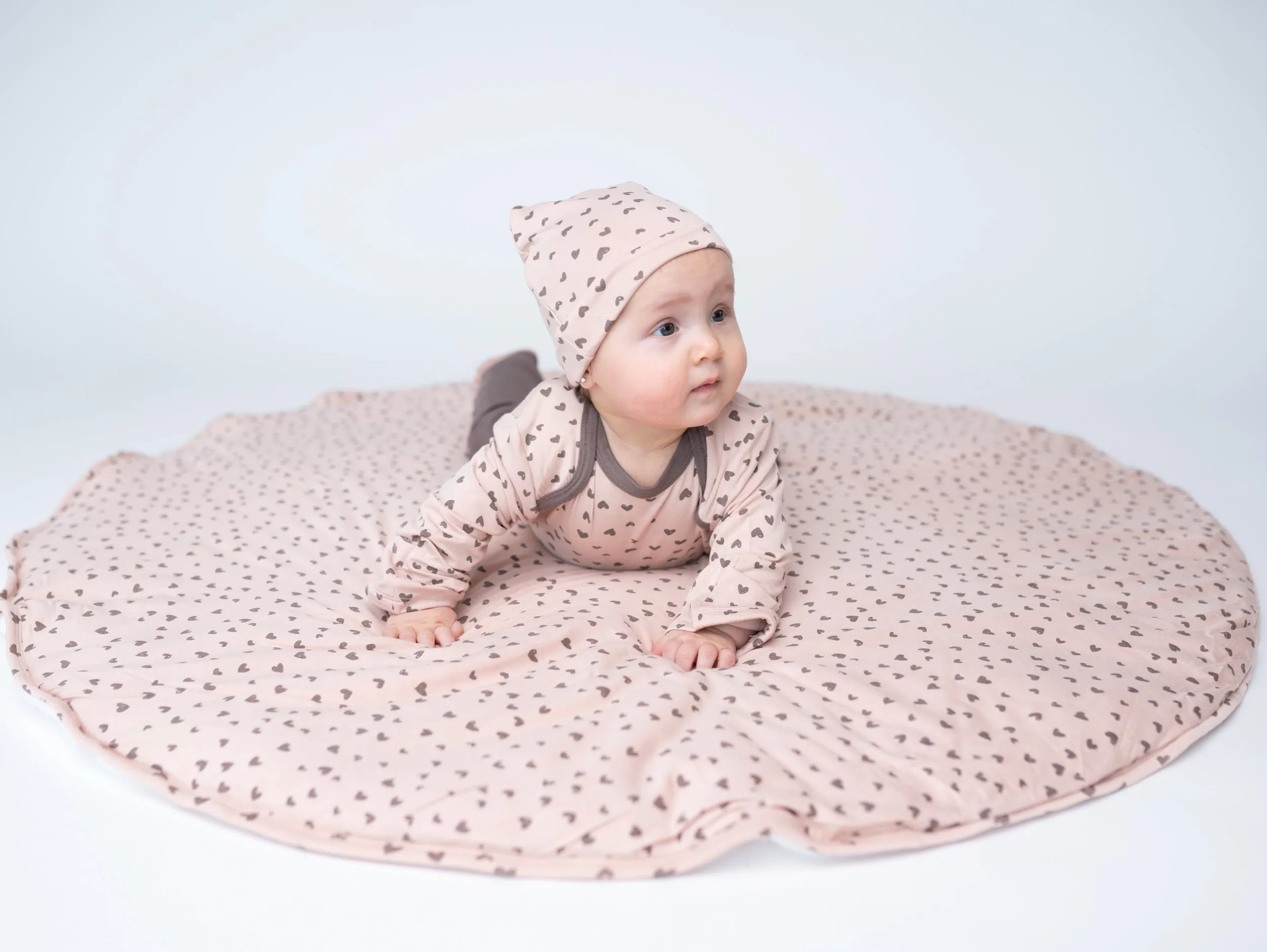 Bamboo Long Sleeve Onesie (Doodle Hearts Print)