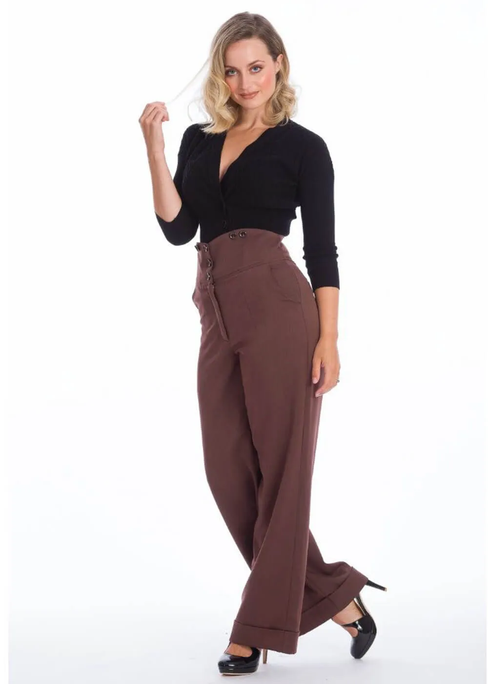 Banned Girl Boss 40's Trousers Brown