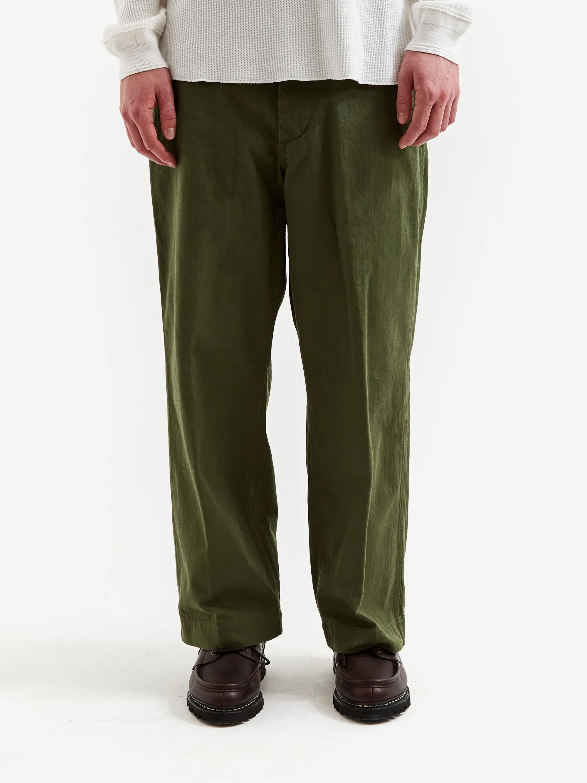 Beams Plus MIL Trousers Herringbone - Olive