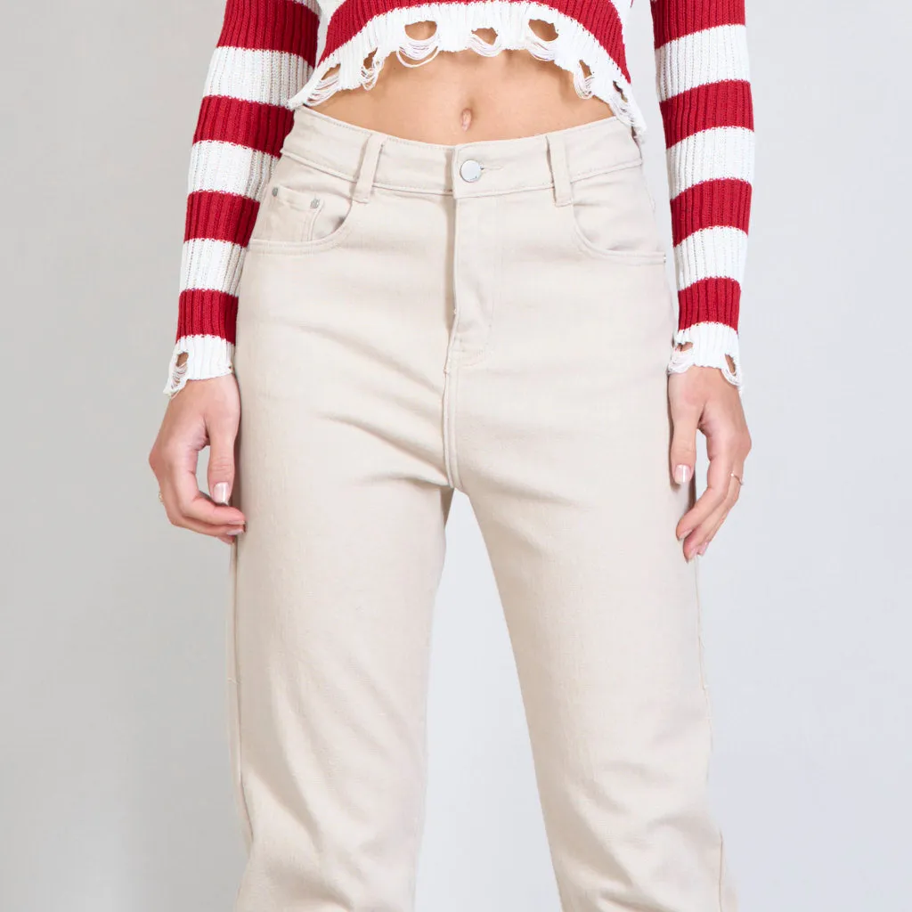 Beige basic highwaisted jeans wholesale