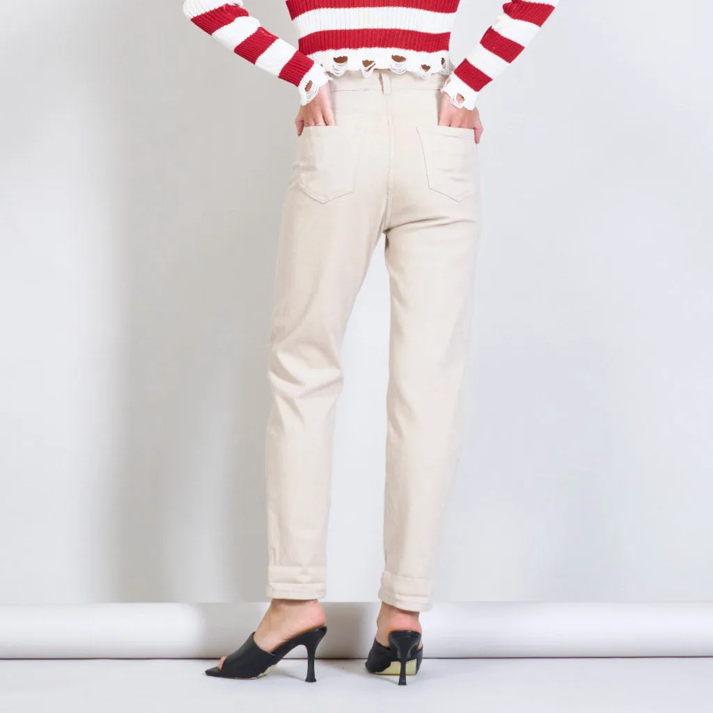 Beige basic highwaisted jeans wholesale