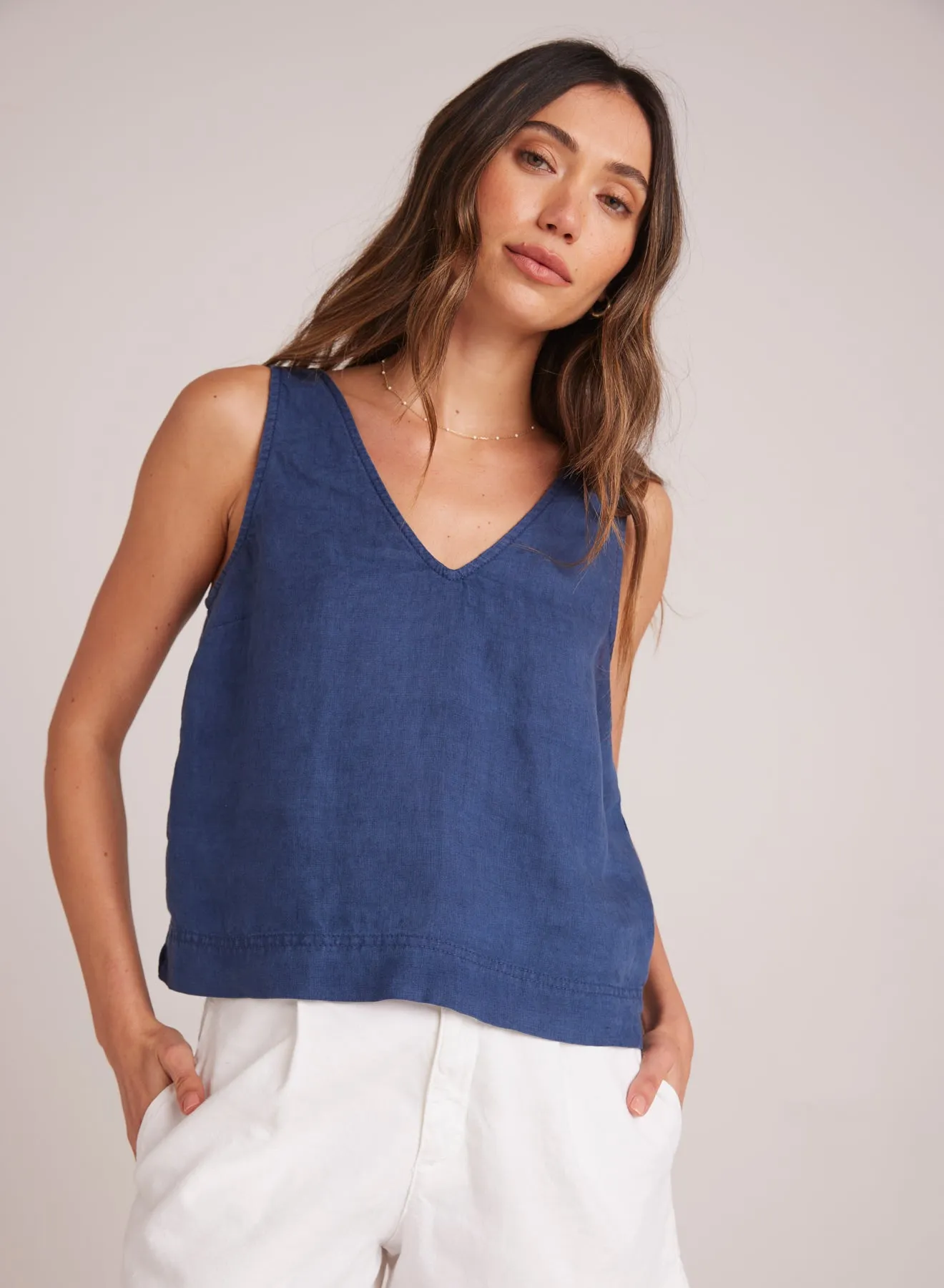 Bella Dahl Sleeveless Button Back Top in Brazilian Navy