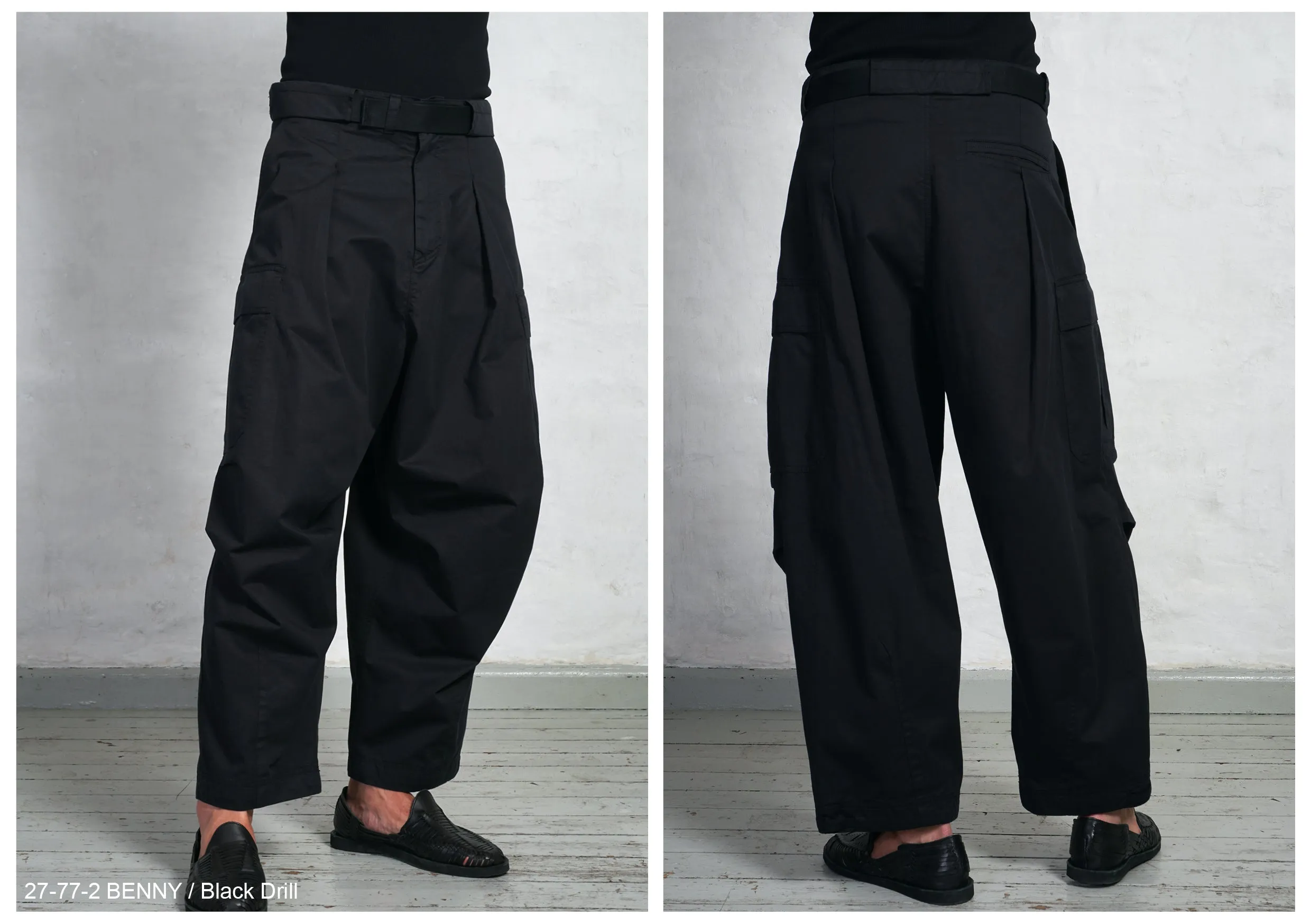 Bennys Super Wide, Black Drill Balloon Trousers