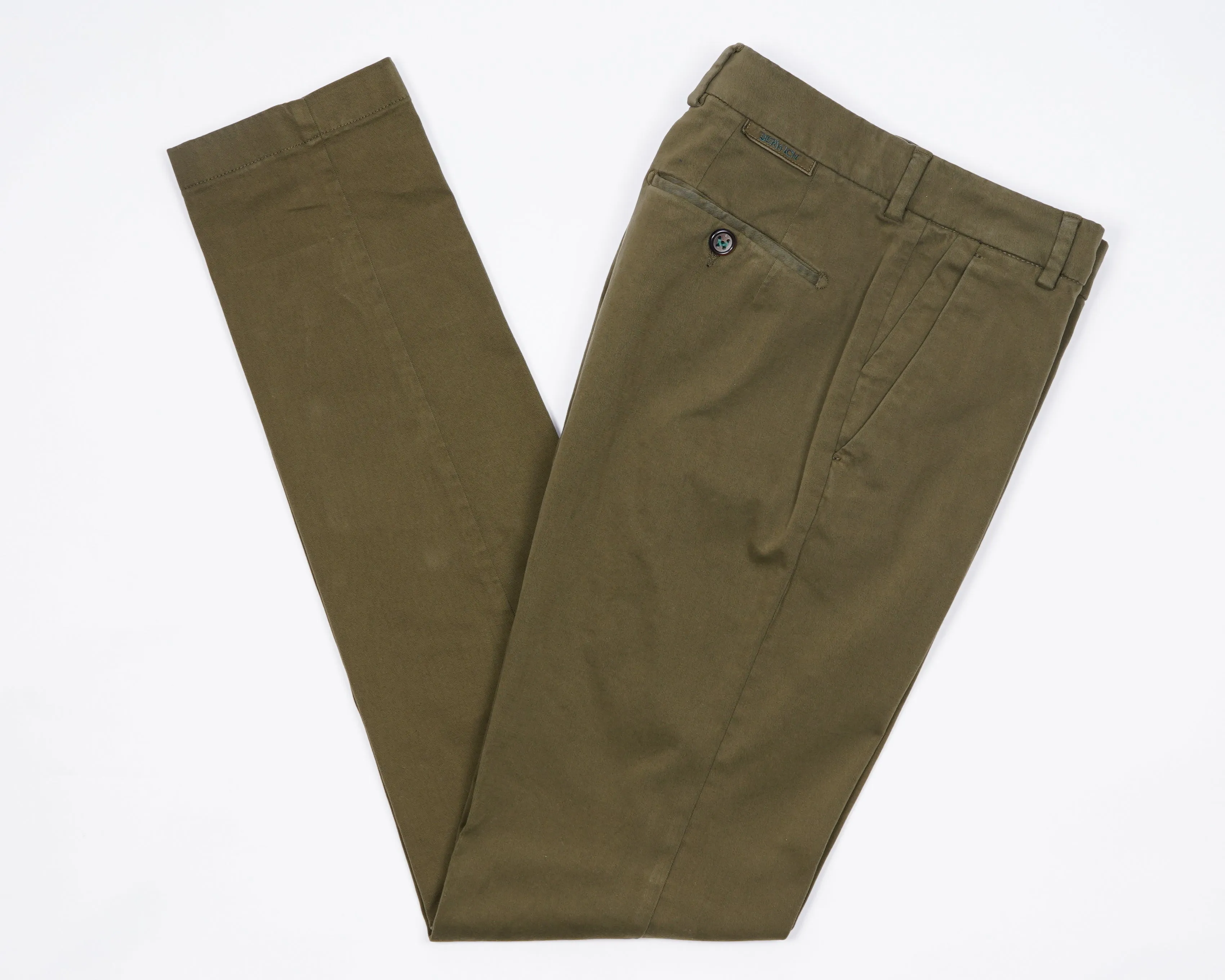 Berwich Morello Garment Dyed Chinos- Verdeacido