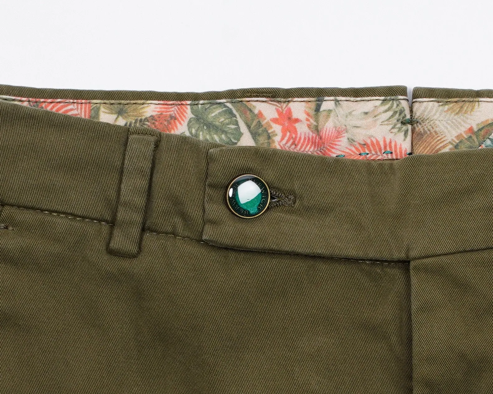 Berwich Morello Garment Dyed Chinos- Verdeacido