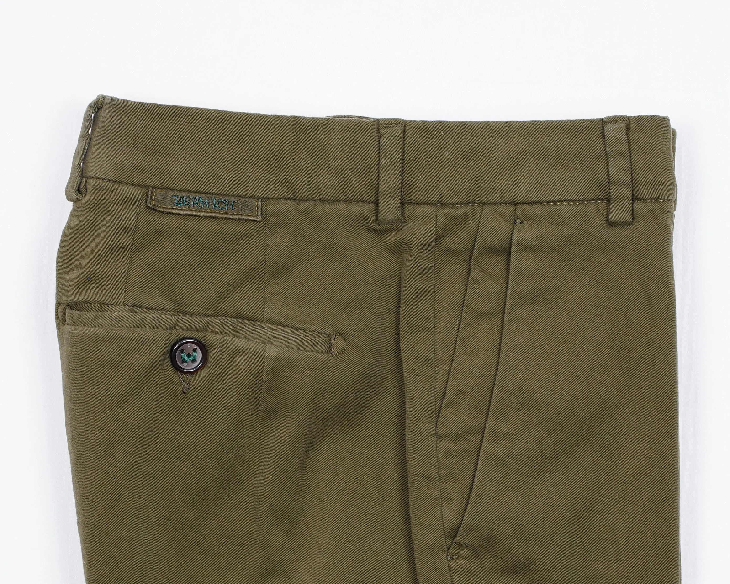 Berwich Morello Garment Dyed Chinos- Verdeacido