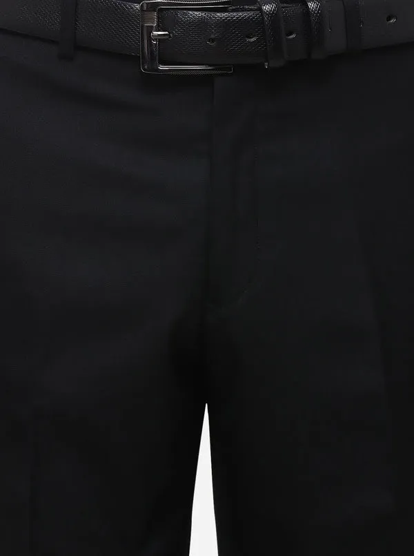 Black Classic Fit Solid Formal Trouser | JadeBlue