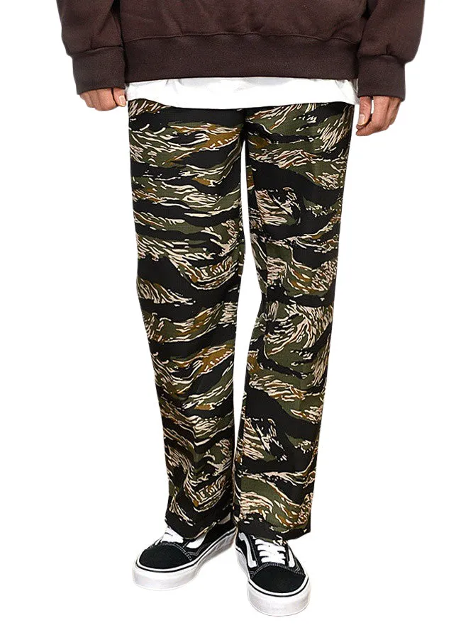 Black Khaki Camouflage Trousers Mens Waistband Casual Pants Relaxed