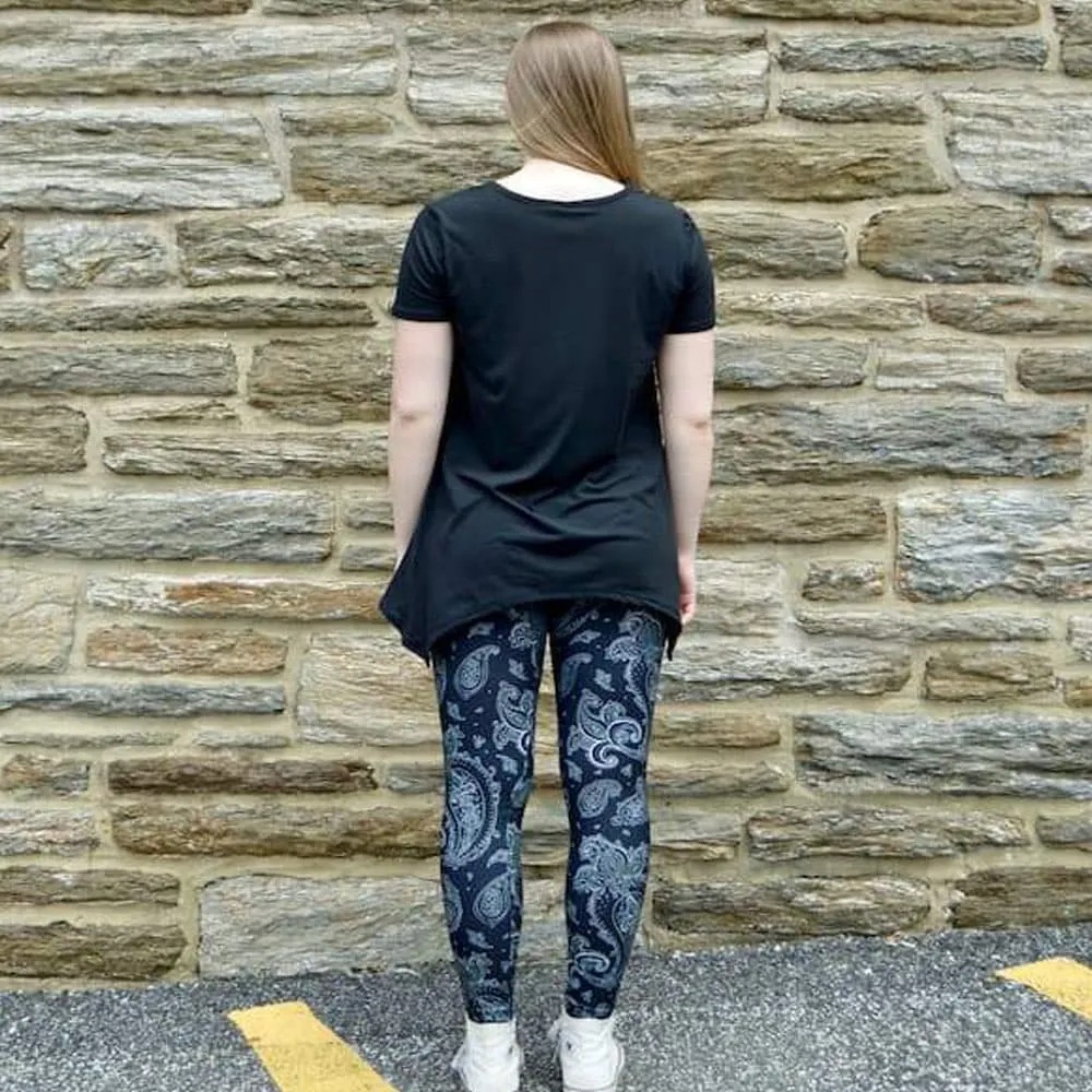 Black Paisley Pattern Leggings