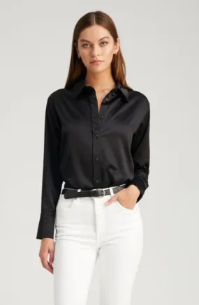 Black Silk Slim Button Down