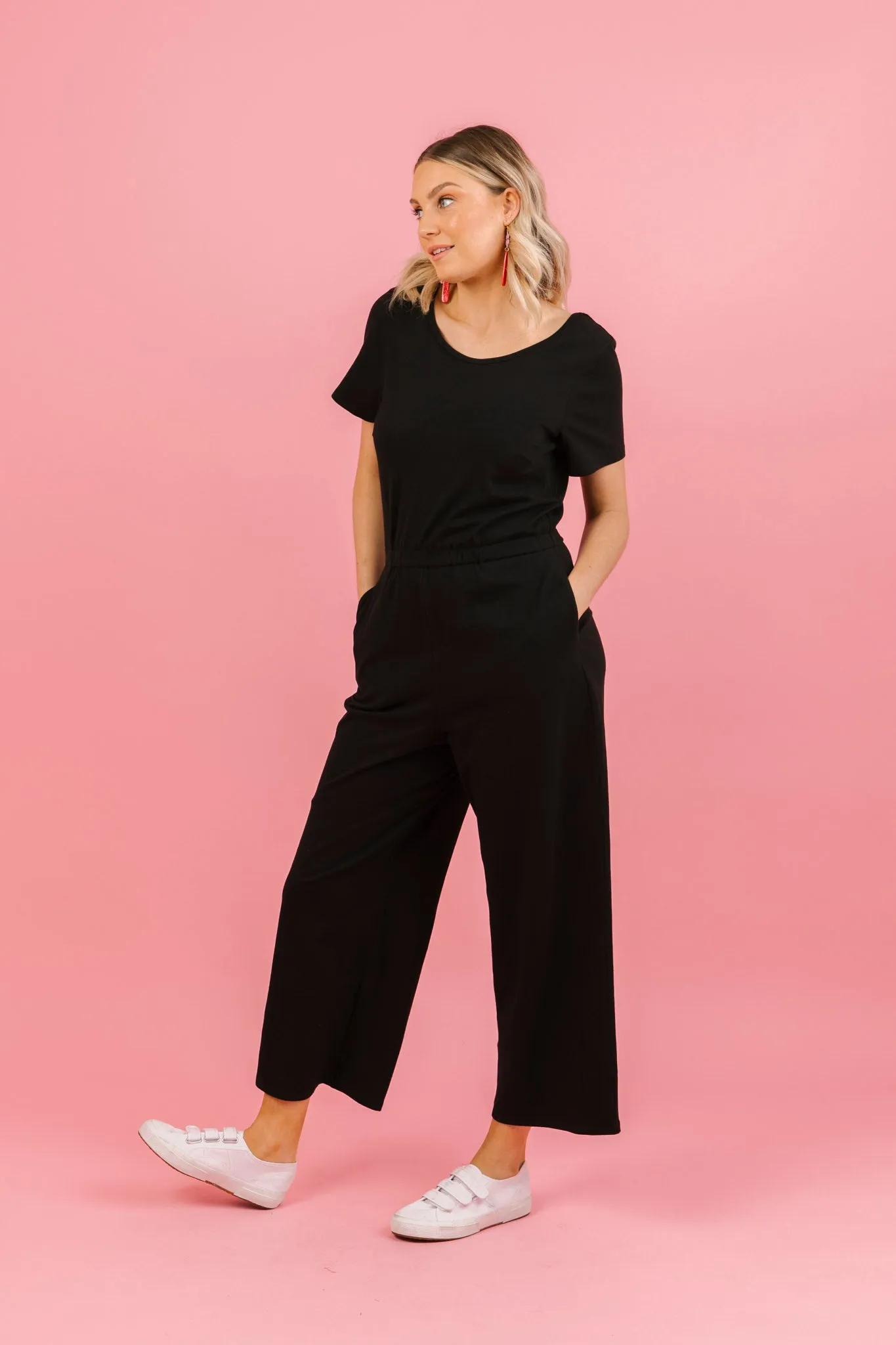 Black Stretch Wide Leg Jumpsuit