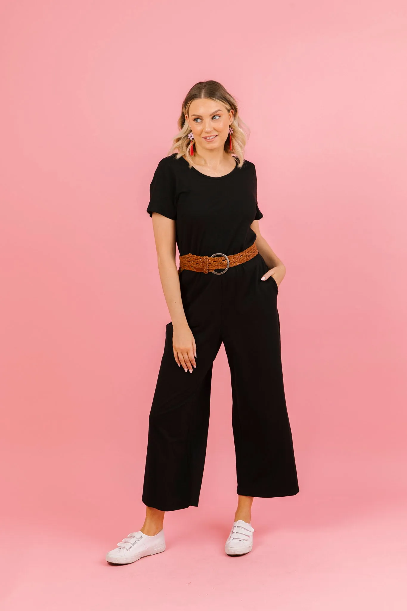 Black Stretch Wide Leg Jumpsuit