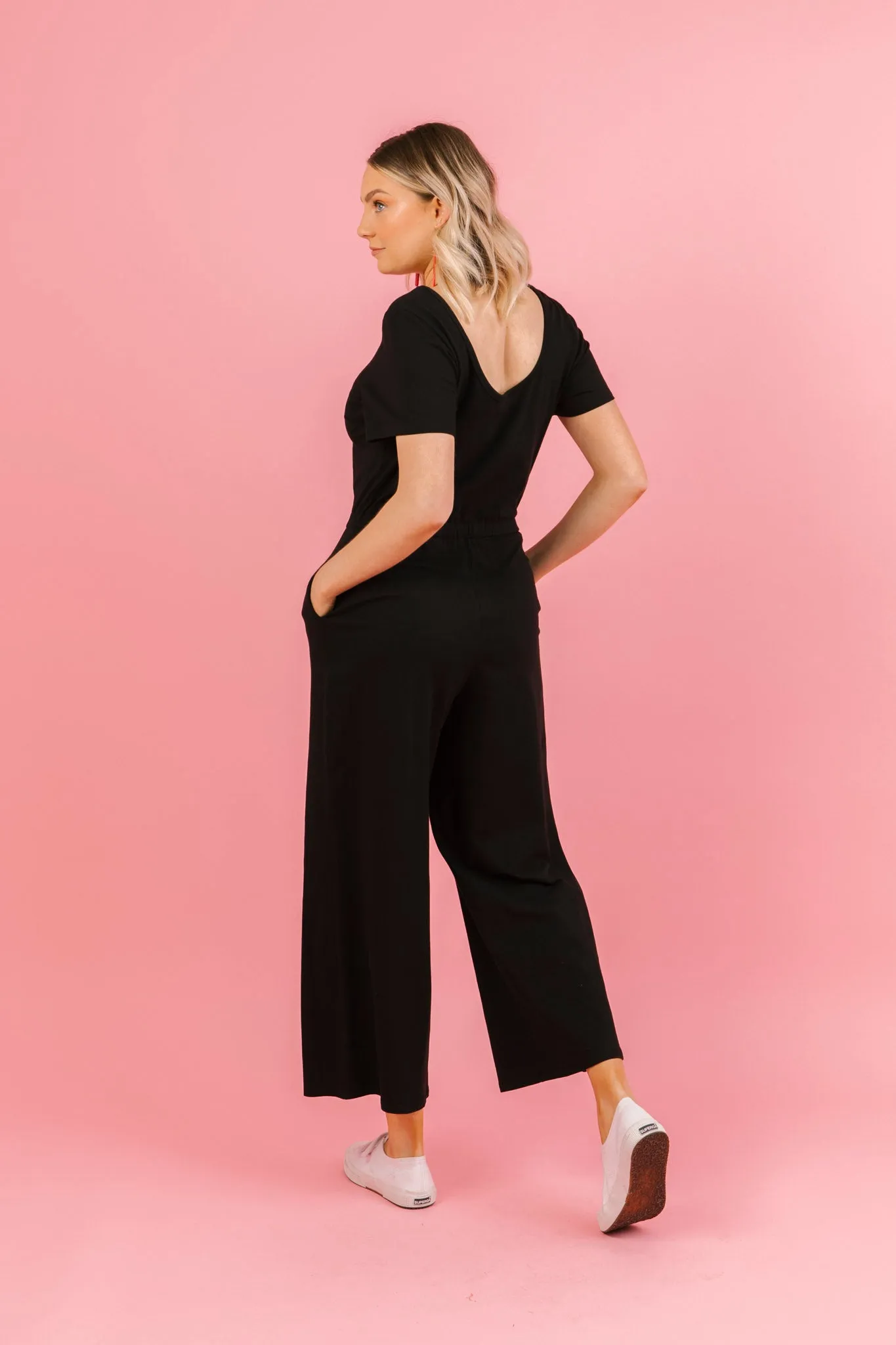 Black Stretch Wide Leg Jumpsuit