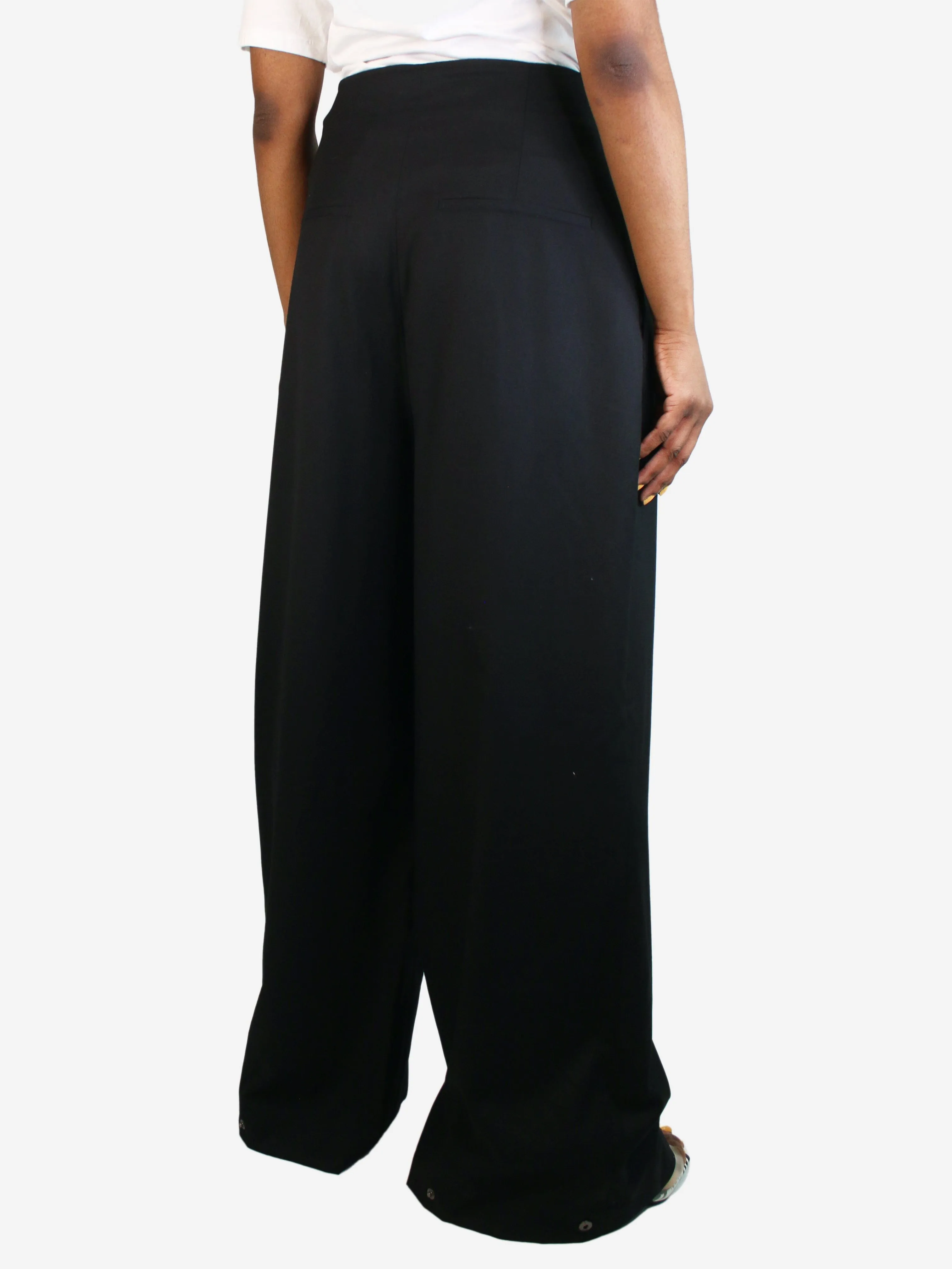 Black wide-leg trousers - size UK 16