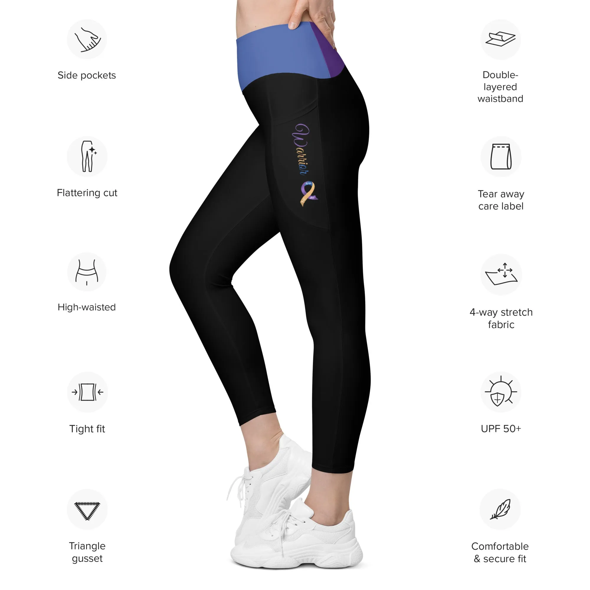 Bladder Cancer "Warrior" Ribbon Leggings with Pockets