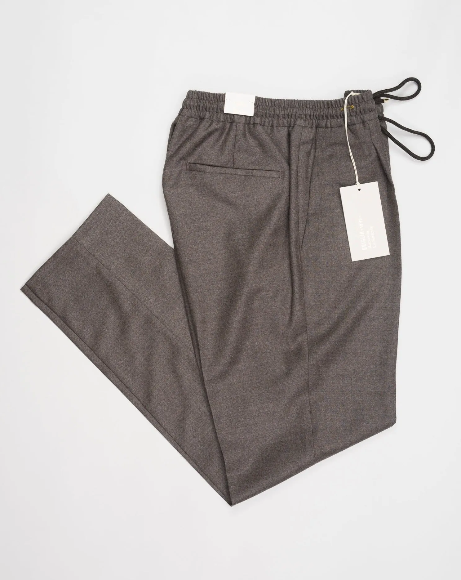 Briglia Drawstring Flannel Trousers / Taupe