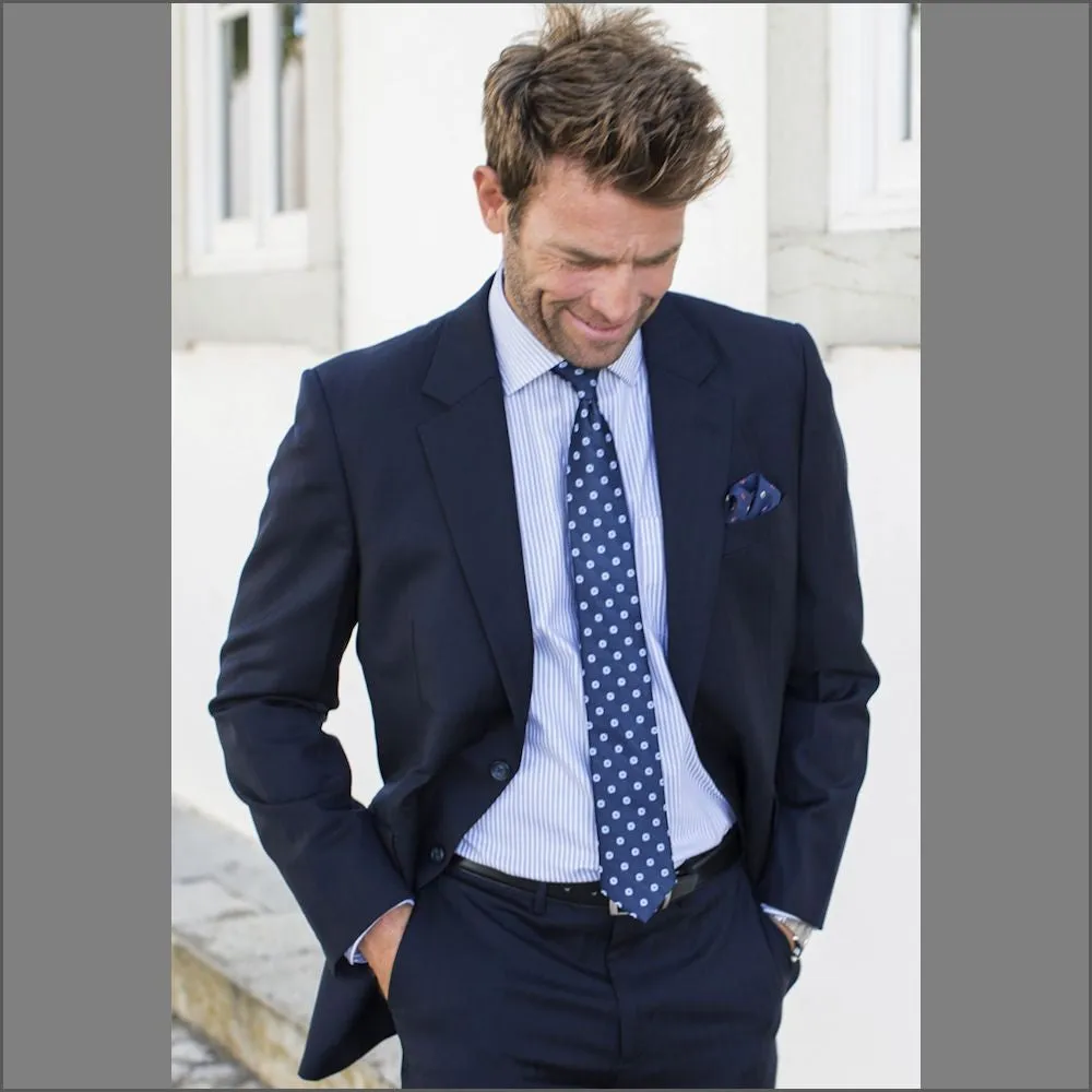 Brook Taverner Dawlish Navy Herringbone Super 110's Suit***