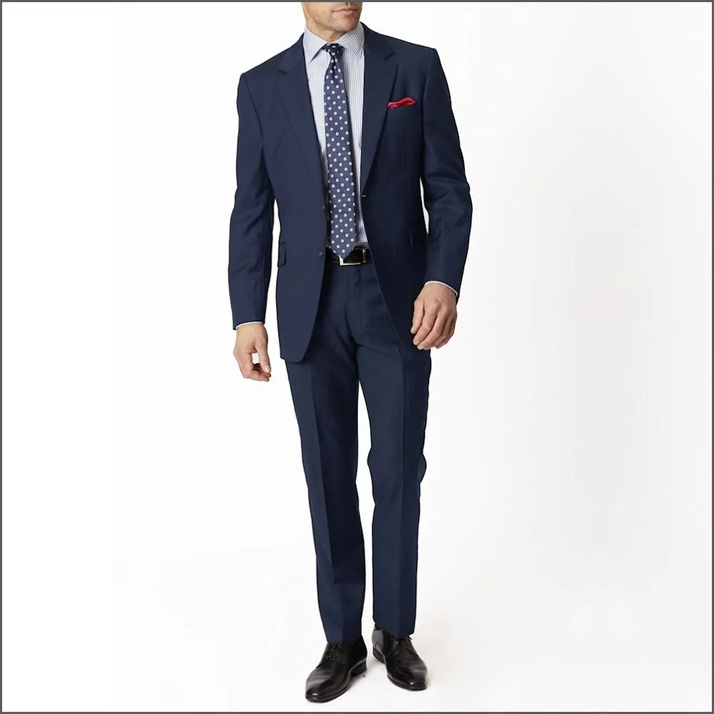 Brook Taverner Dawlish Navy Herringbone Super 110's Suit***