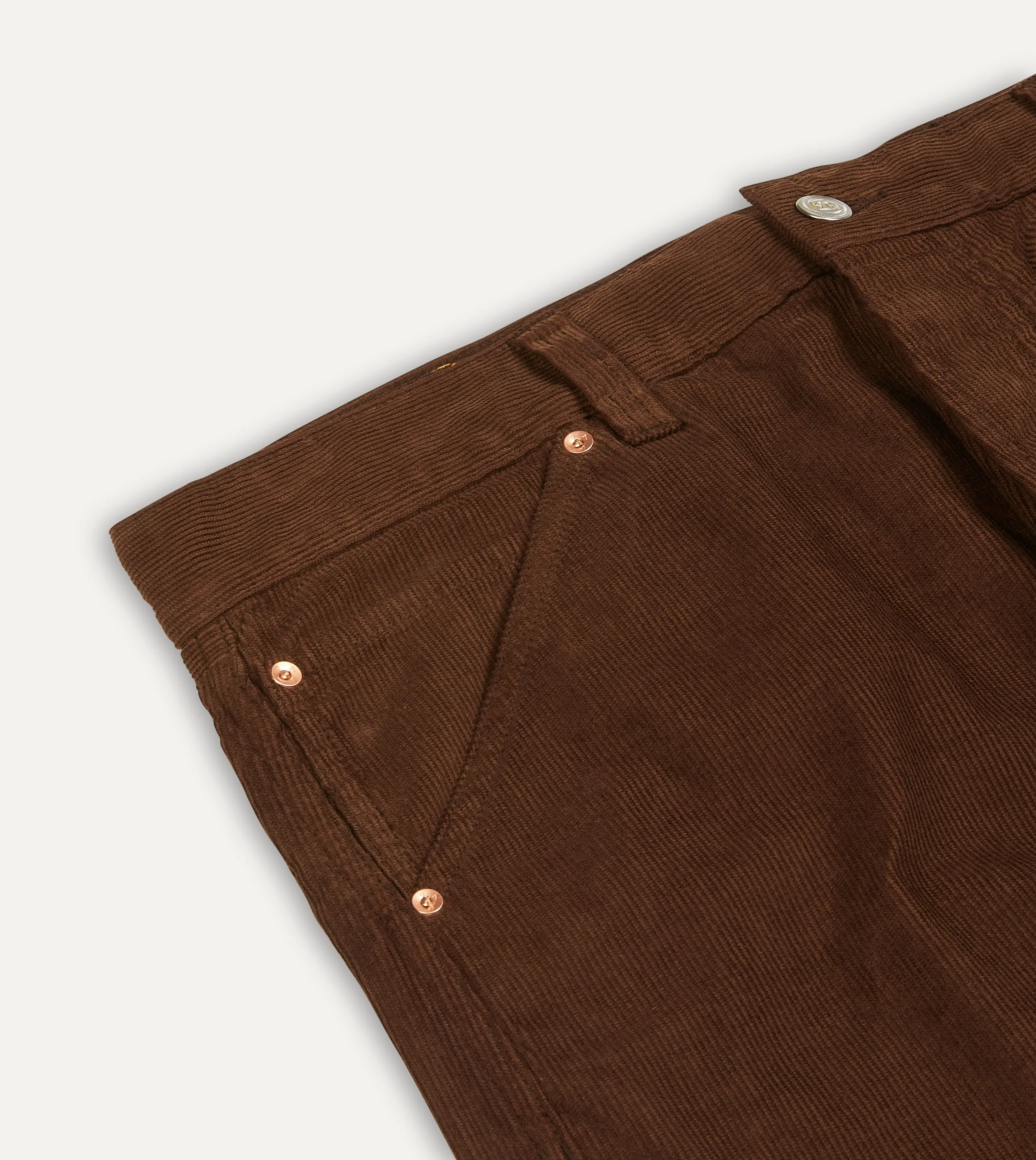 Brown Japanese Selvedge Needlecord Five-Pocket Trousers