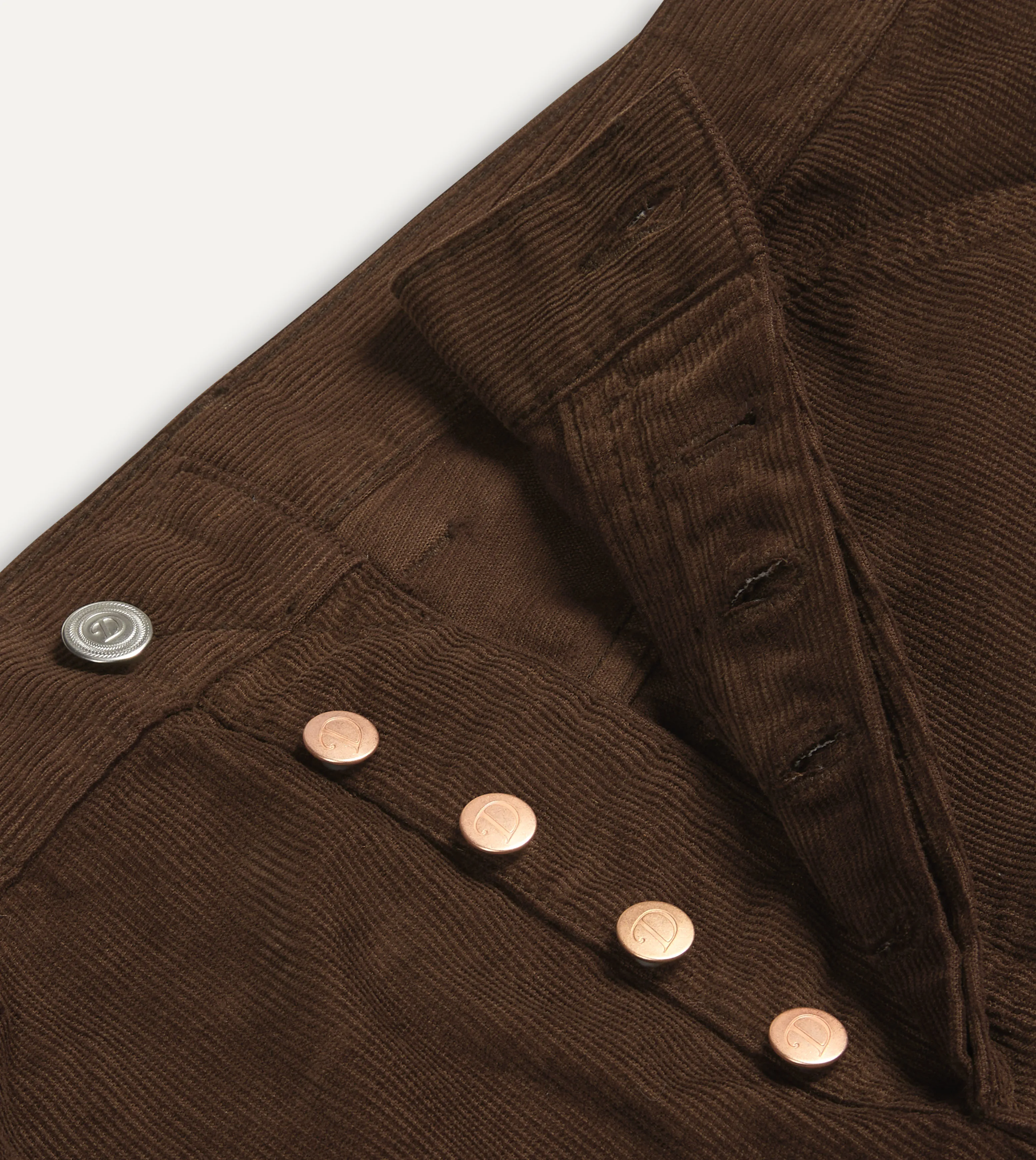 Brown Japanese Selvedge Needlecord Five-Pocket Trousers