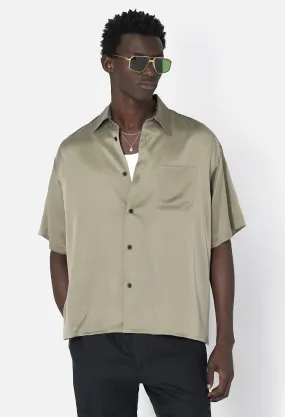 Brushed Silk Button Up / Sage