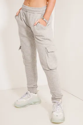 Cally Grey High Waisted Cargo Joggers