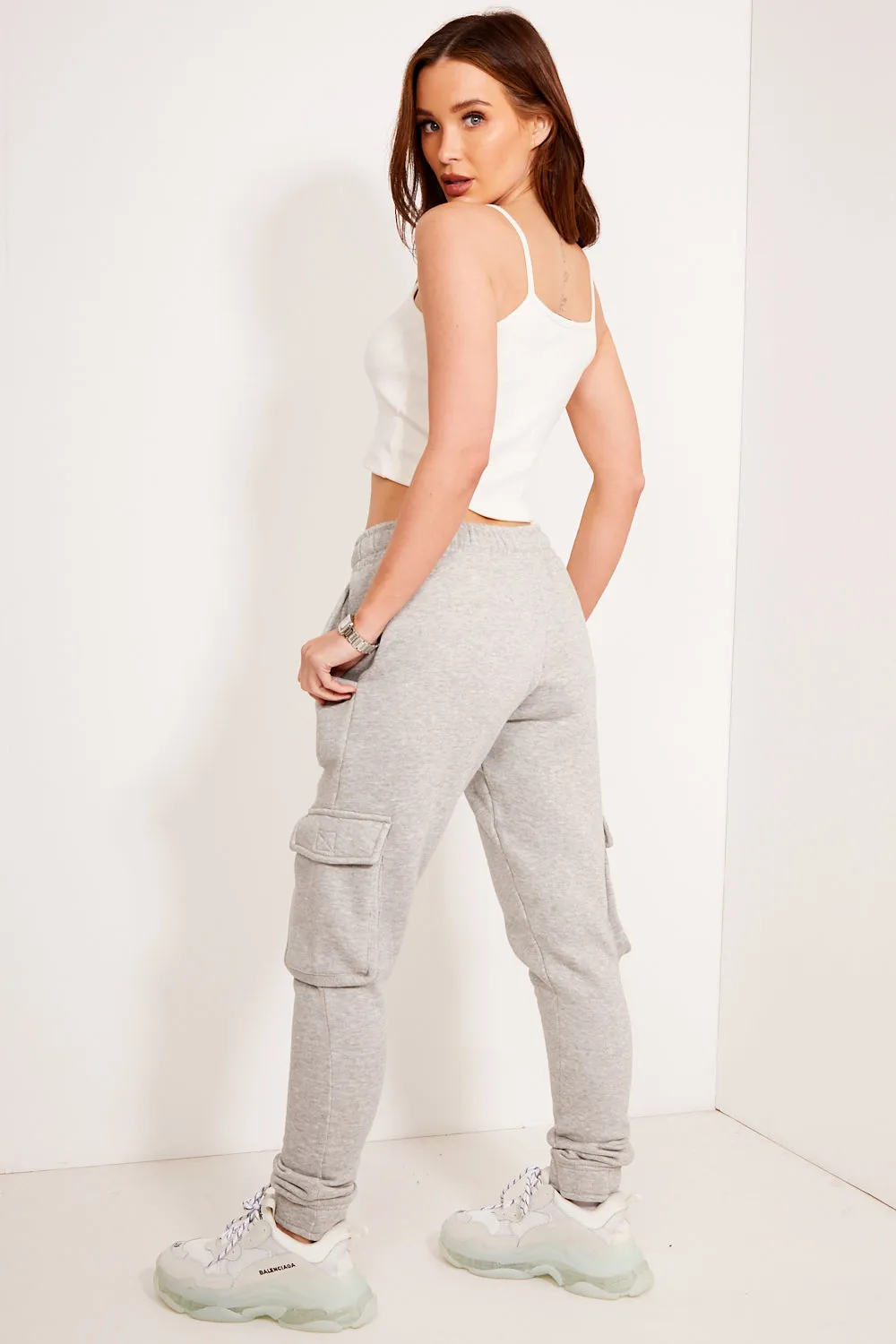 Cally Grey High Waisted Cargo Joggers