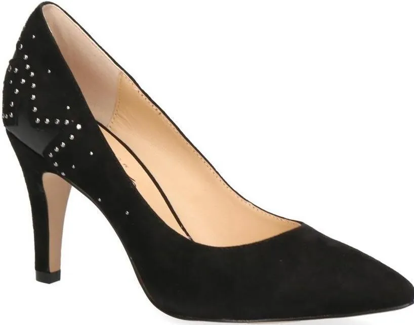 Caprice Ladies Black Suede Court Shoe 22405