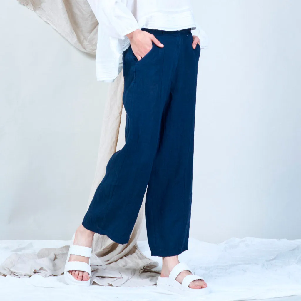 Casual linen pants with solid color wholesale