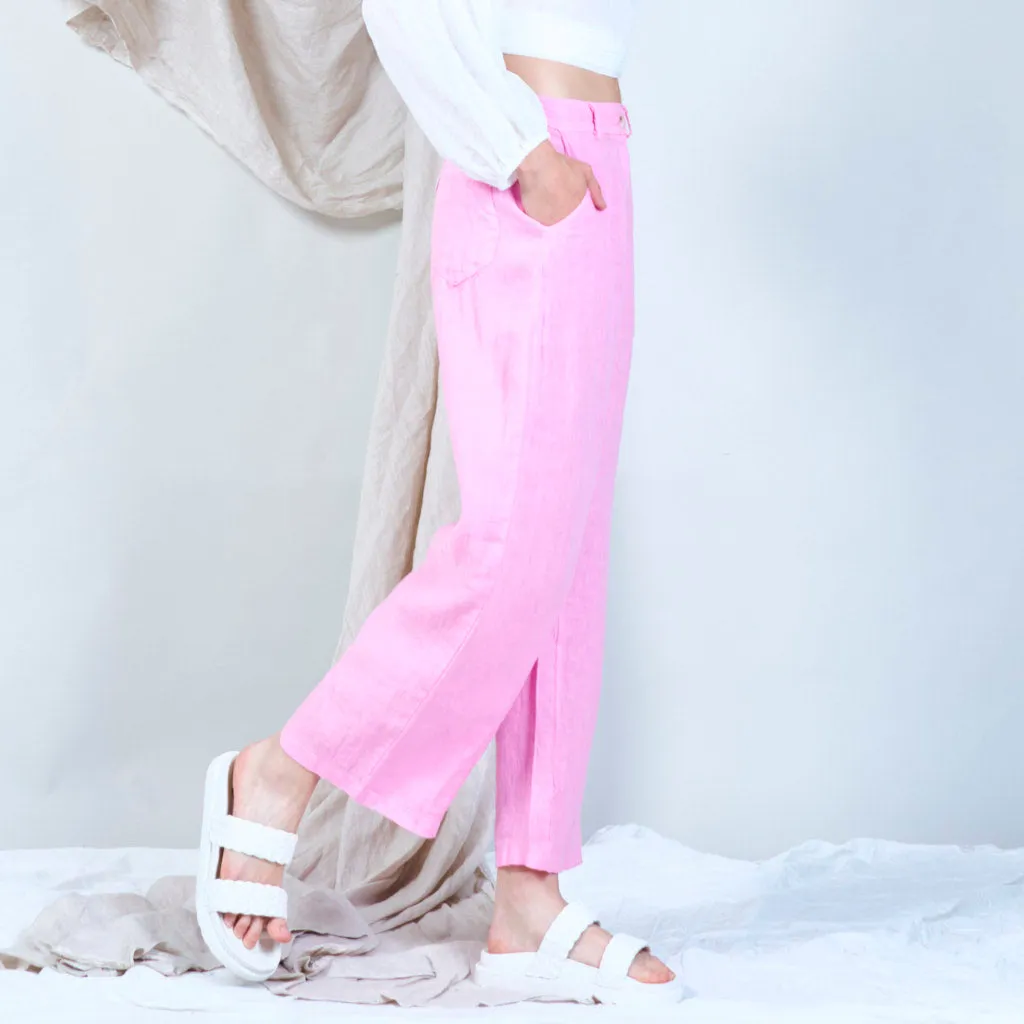 Casual linen pants with solid color wholesale