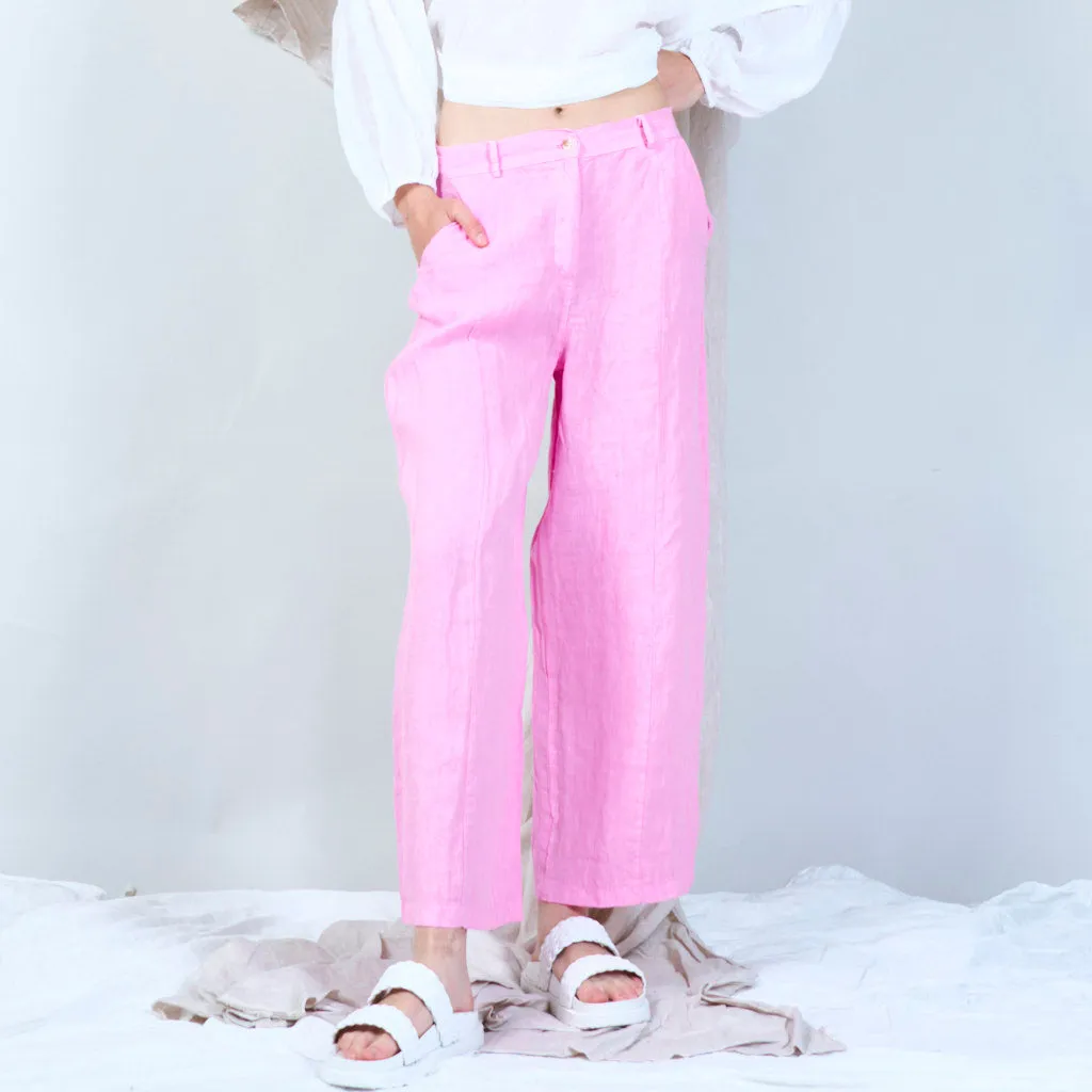 Casual linen pants with solid color wholesale