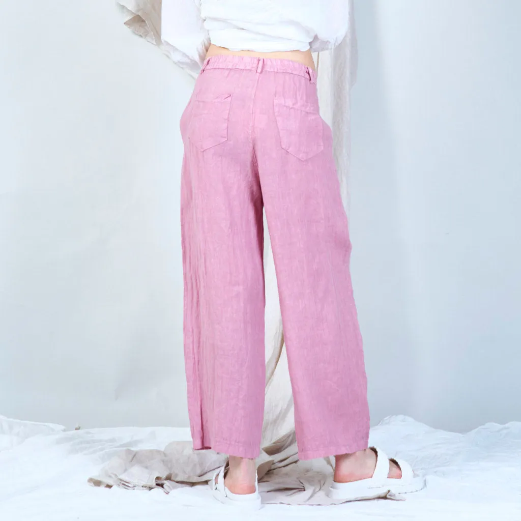 Casual linen pants with solid color wholesale