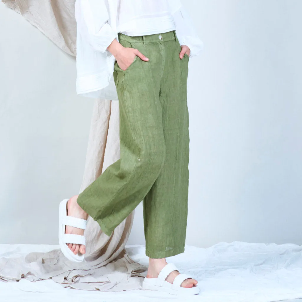 Casual linen pants with solid color wholesale