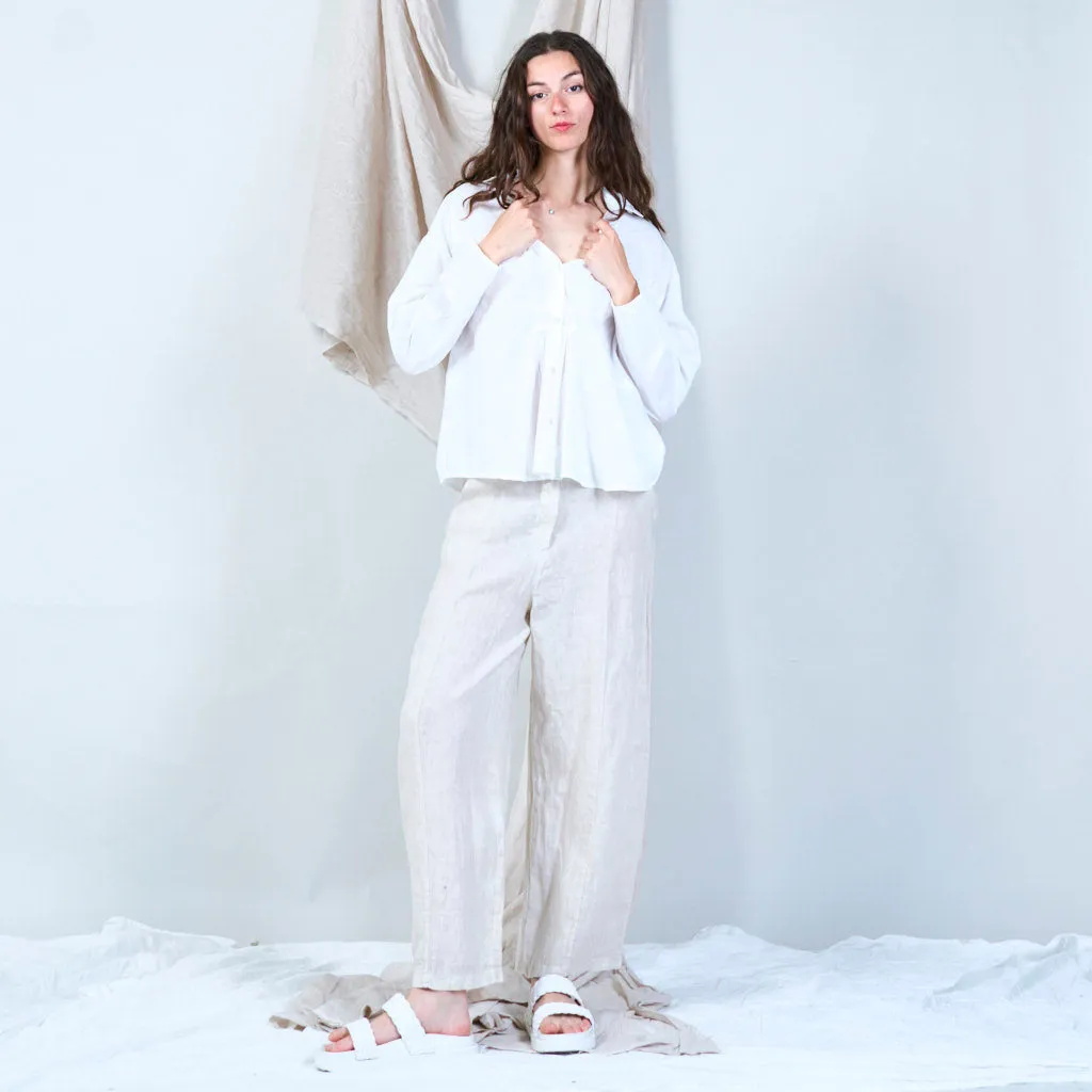 Casual linen pants with solid color wholesale