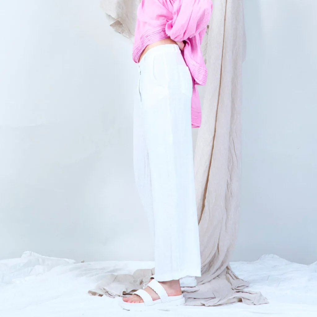 Casual linen pants with solid color wholesale